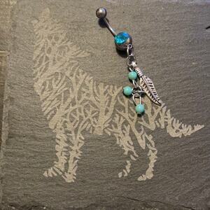 Stainless Steel Feather Belly Ring